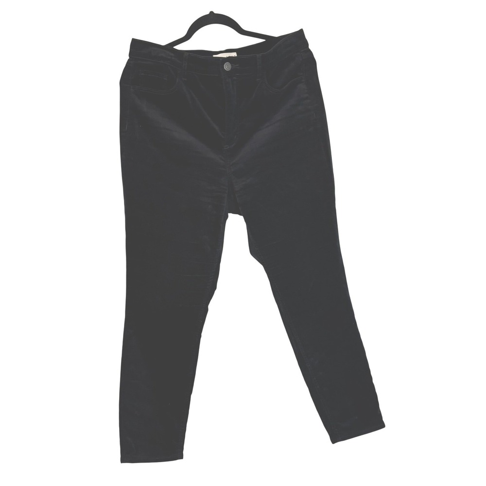 Loft Black Velour Skinny Pants‎ Womens 12 Petite Stretch 5 Pocket Dark Academia